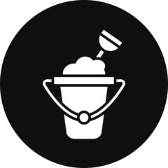 Sand Bucket Glyph Black Circle Icon