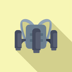 Futuristic driverless taxi cab driving on yellow background, in flat design with long shadow