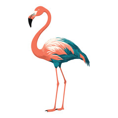 Flamingo Illustration with Pink and Blue Feathers