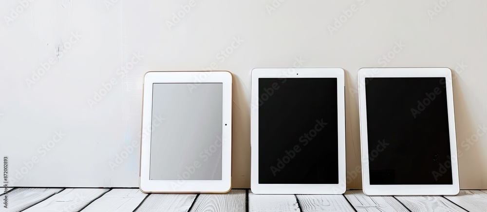Poster Tablets displayed with a light backdrop, ideal for a copy space image.