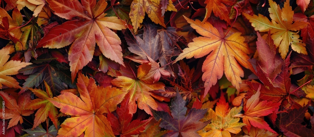 Poster many japanese maples displaying autumn hues, perfect for a copy space image.