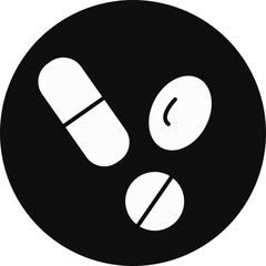 Capsules Glyph Black Circle Icon