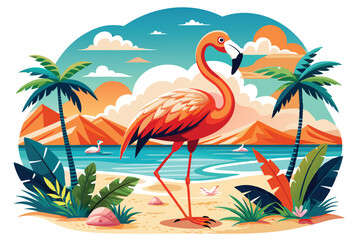 Funny Flamingo Beach Summer Clipart Pack