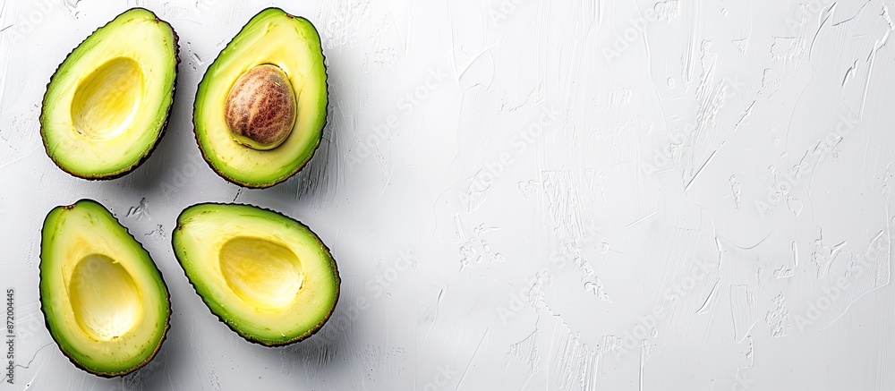 Aufkleber avocado on a white backdrop with copy space image.