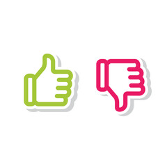 Do and Don't symbols. Thumbs up and thumbs down emblems. Like and dislike icons set, vector, illustration.