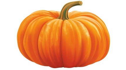 Obraz premium A whole pumpkin clipart, vegetable element, realistic style, bright orange, isolated on white background,