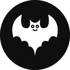Bat Glyph Black Circle Icon