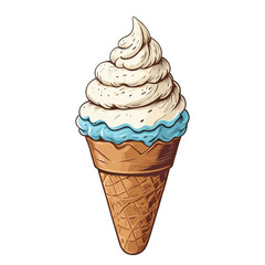 Hand Drawn Ice Cream Cone Vintage Illustration