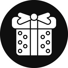 Gift Box Glyph Black Circle Icon
