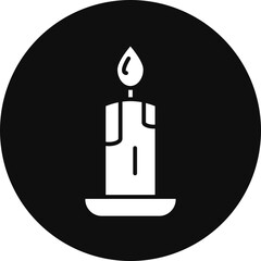 Candle Glyph Black Circle Icon