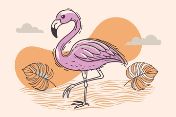 Funny Flamingo Beach Summer Clipart Pack