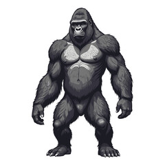 Hand Drawn Strong Gorilla Standing Illustration © ImageryPlanet