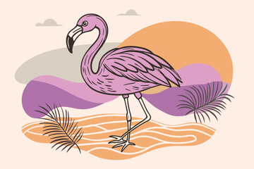 Funny Flamingo Beach Summer Clipart Pack