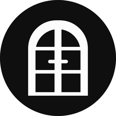 Door Glyph Black Circle Icon