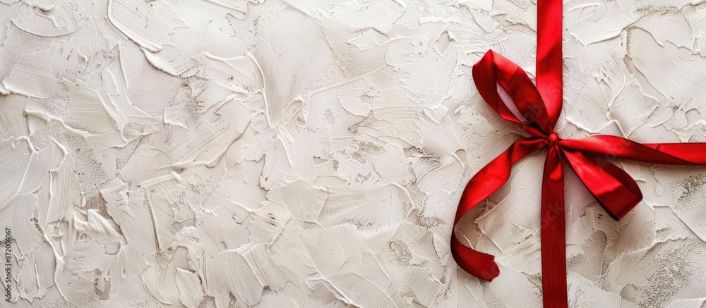 Fototapete a paper textured background featuring a red ribbon with copy space image.