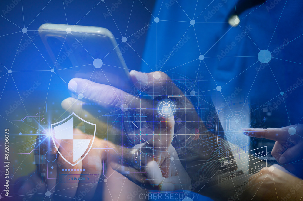 Poster cyber security it is a system developed to act as a security for access to data, networks, devices, 