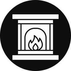 Fireplace Glyph Black Circle Icon