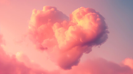 Fototapeta premium Beautiful heart shape cloud, A heart shaped white fluffy cloud in the sky