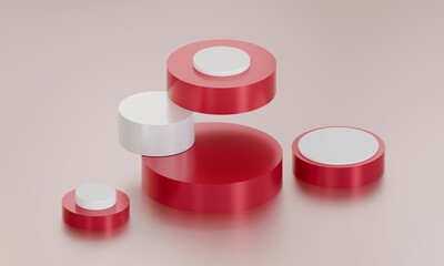 Abstract 3d render, modern geometric background design, red