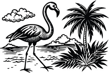 Funny Flamingo Beach Summer Clipart Pack
