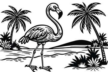 Funny Flamingo Beach Summer Clipart Pack