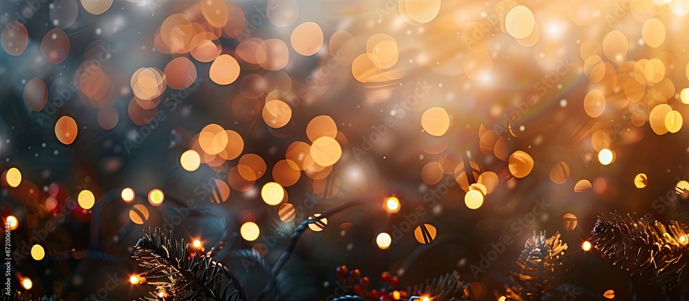 Poster festive bokeh background with vintage lights in a blur, ideal for christmas and new year events feat