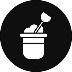 Sand bucket Glyph Black Circle Icon