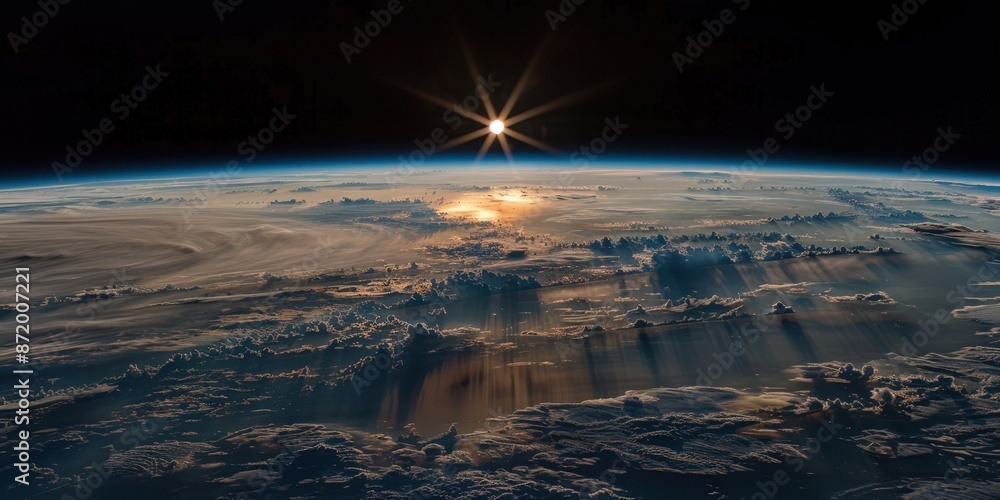 Wall mural Sunrise from Space: A Breathtaking View of Earth