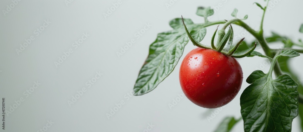 Aufkleber high-resolution macro image of a fresh tomato plant isolated on a white background, with a full dept