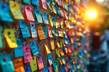 Colorful Sticky Notes On A Wall At Sunset