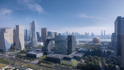 Modern Urban Skyline with Diverse Architectural Styles