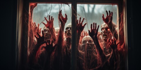 Obraz premium Horrifying Zombie Horde at Window