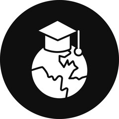 Global Education Glyph Black Circle Icon