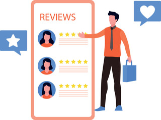 Boy watching review on mobile.