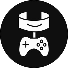 Vr Gaming Glyph Black Circle Icon