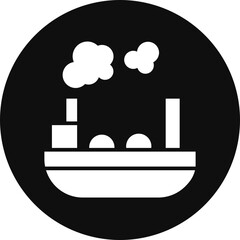 Ship Glyph Black Circle Icon