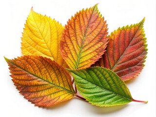 Autumn leaves on white background