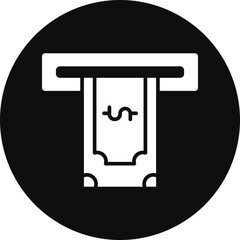 Atm Cashout Glyph Black Circle Icon