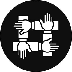 Teamwork Glyph Black Circle Icon
