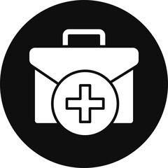 Firs Aid Kit Glyph Black Circle Icon