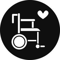 Wheelchair Glyph Black Circle Icon