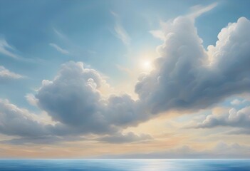 Beautiful seascape with blue sky and clouds. Nature background. Gemerative AI.