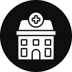 Clinic Glyph Black Circle Icon