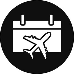 Flight Glyph Black Circle Icon