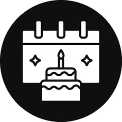 Birthday Glyph Black Circle Icon