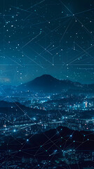 Blue digital cityscape