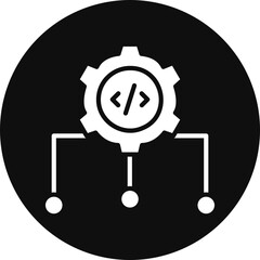 Task Runner Glyph Black Circle Icon