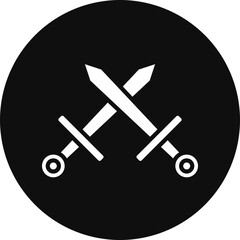 Swords Glyph Black Circle Icon