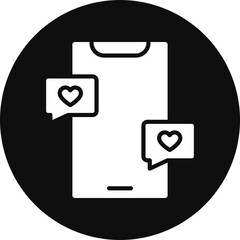 Love Chat Glyph Black Circle Icon