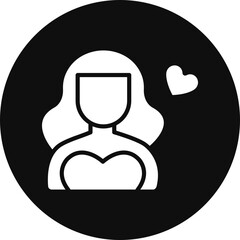 Beautiful Girl Glyph Black Circle Icon